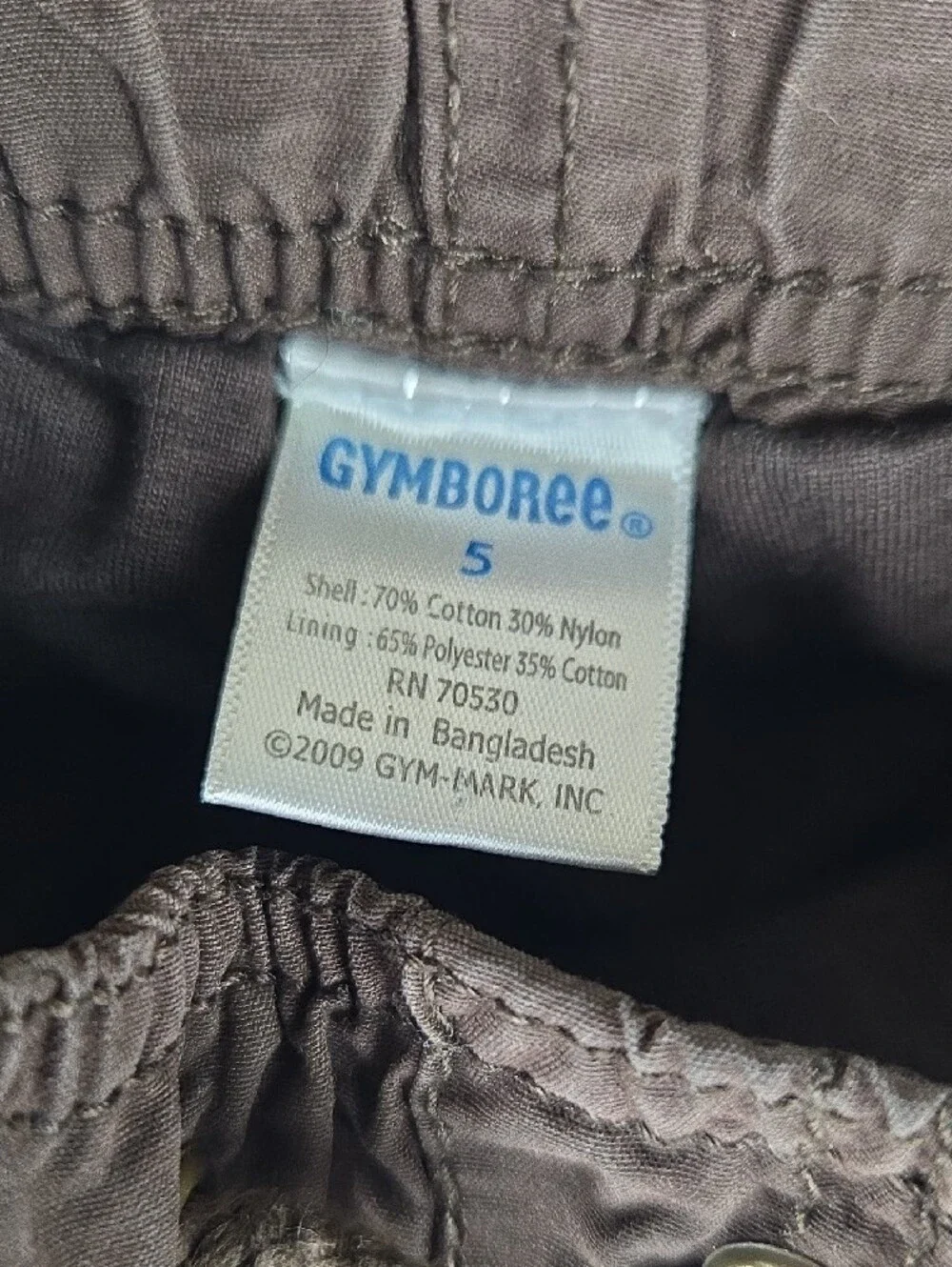 Gymboree Lined Brown Cargo Pants Size 5 Warm Side Pockets Elastic Drawstring